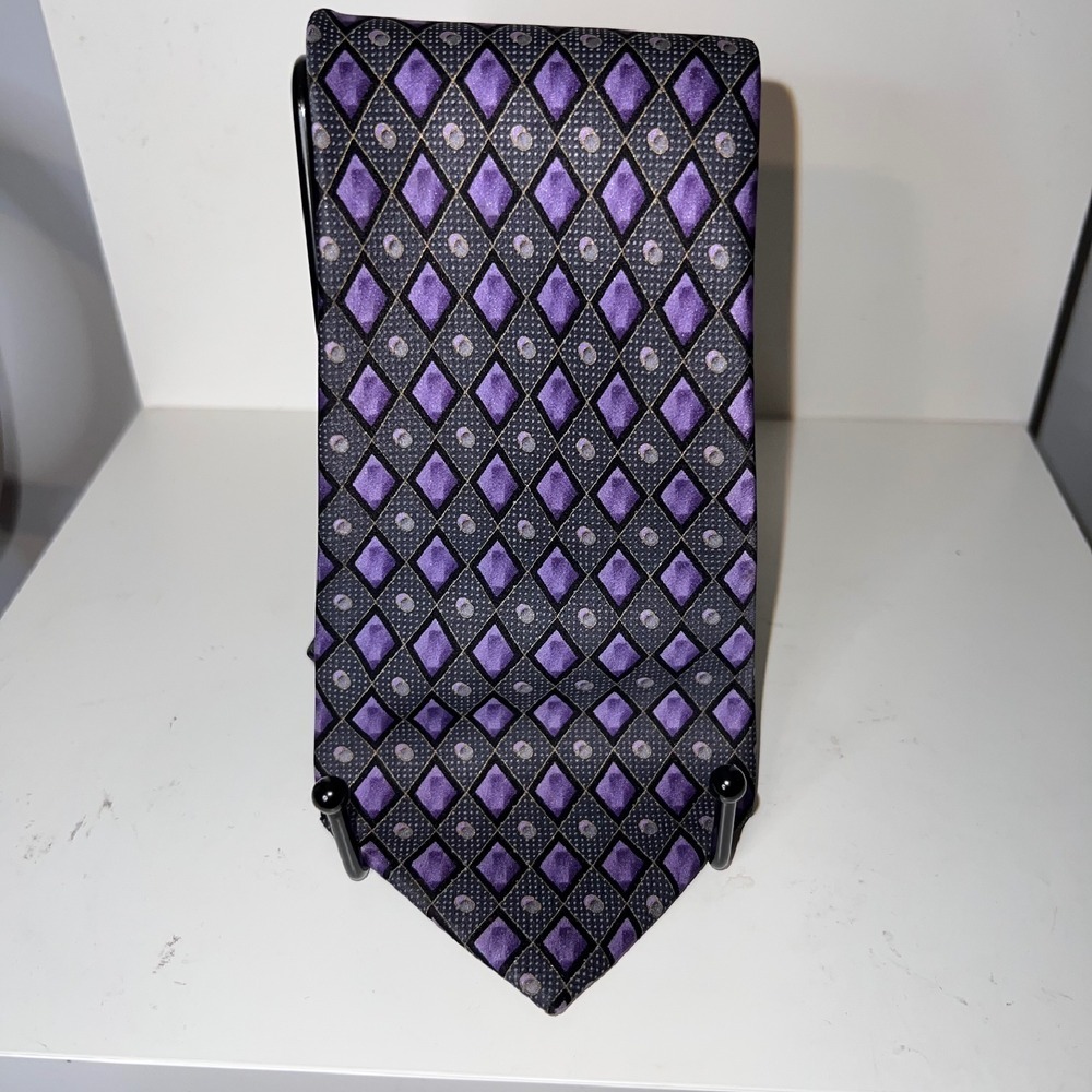 Salvatore Pellegrino Necktie‎ Purple Diamond Italian Designer Silk Tie